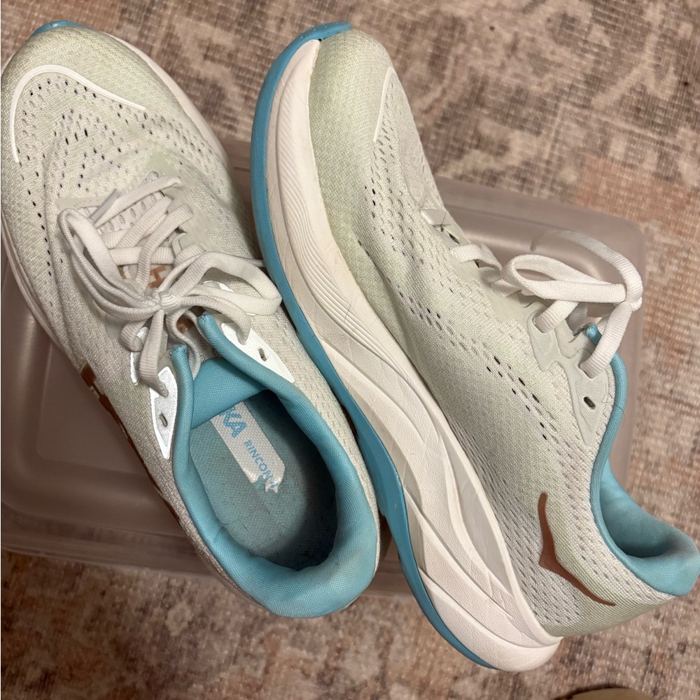 Hoka Women's White and Teal Athletic Shoes